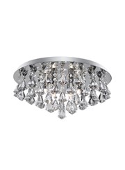 Searchlight Hanna Pyramid Drop 6 Light Fitting - Chrome - Diamond Shape Crystals