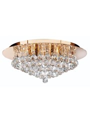 Searchlight Hanna Pyramid Drop Round 6 Light Fitting - Gold - Round Crystals Searchlight Hanna Pyramid Drop Round 6 Light Fitting - Gold - Round Crystals