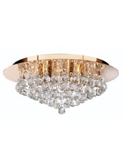 Searchlight Hanna Pyramid Drop Round 6 Light Fitting - Gold - Round Crystals