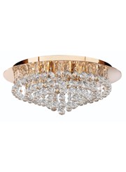 Searchlight Hanna 8  Light Round Semi-Flush Fitting - Gold - Crystal Balls Searchlight Hanna 8  Light Round Semi-Flush Fitting - Gold - Crystal Balls