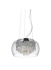 Searchlight Curva 4 Light Pendant - Clear Glass - Aluminium Spiral Tubes Searchlight Curva 4 Light Pendant - Clear Glass - Aluminium Spiral Tubes