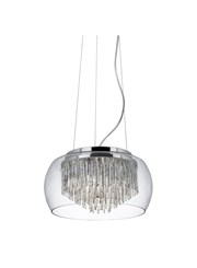 Searchlight Curva 4 Light Pendant - Clear Glass - Aluminium Spiral Tubes