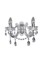 Searchlight Marie Therese  Double Wall Light - Crystal - Chrome Searchlight Marie Therese  Double Wall Light - Crystal - Chrome
