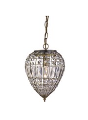 Searchlight Pendant Light - Antique Brass - Clear Glass Buttons/Coffin Drop Trim Searchlight Pendant Light - Antique Brass - Clear Glass Buttons/Coffin Drop Trim