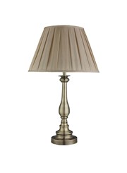 Searchlight Traditional Antique Brass Table Lamp - Mink Pleated Shade Searchlight Traditional Antique Brass Table Lamp - Mink Pleated Shade