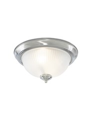 Searchlight Flush American Diner Light Fitting - Satin Silver - Glass - IP44 Searchlight Flush American Diner Light Fitting - Satin Silver - Glass - IP44