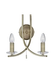 Searchlight Ascona - 2 Light Wall Light - Antique Brass - Glass Sconces