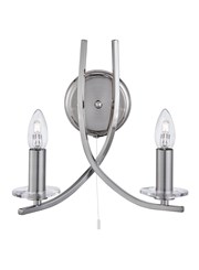 Searchlight Ascona - 2 Light Wall Light - Satin Silver - Glass Sconces Searchlight Ascona - 2 Light Wall Light - Satin Silver - Glass Sconces