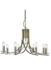 Searchlight Ascona - 8 Light Ceiling Pendant - Antique Brass - Glass Sconces Searchlight Ascona - 8 Light Ceiling Pendant - Antique Brass - Glass Sconces