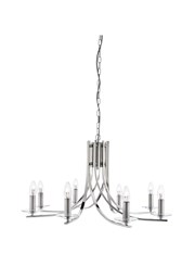 Searchlight Ascona - 8 Light Ceiling Pendant - Satin Silver - Glass Sconces