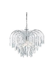 Searchlight Waterfall 5 Light Pendant - Cascading Crystal Buttons & Drops