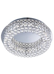 Searchlight Vesta Flush Ceiling Light - Led - Chrome - Clear Crystal Buttons Searchlight Vesta Flush Ceiling Light - Led - Chrome - Clear Crystal Buttons