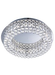 Searchlight Vesta Flush Ceiling Light - Led - Chrome - Clear Crystal Buttons