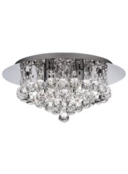 Searchlight Hanna Semi Flush Ceiling Light - Chrome - Clear Crystal Balls - Ip44 Searchlight Hanna Semi Flush Ceiling Light - Chrome - Clear Crystal Balls - Ip44