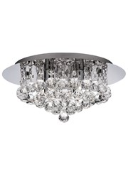 Searchlight Hanna Semi Flush Ceiling Light - Chrome - Clear Crystal Balls - Ip44