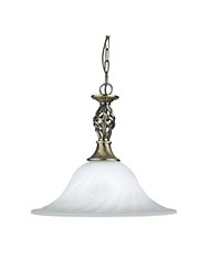 Searchlight Cameroon Single Pendant - Antique Brass - Marble Glass