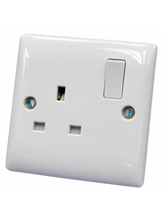 Convex Slim White 13A Single Switched Socket - Single Pole