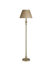 Searchlight Traditional Antique Brass Floor Lamp - Mink Pleated Shade Searchlight Traditional Antique Brass Floor Lamp - Mink Pleated Shade