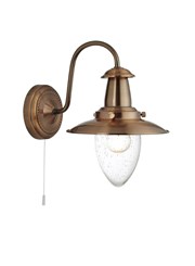 Searchlight Fisherman Single Wall Light - Copper - Glass Shade - Cord