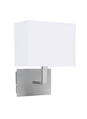 Searchlight Rectangle Wall Light - Satin Silver - White Rectangular Shade Searchlight Rectangle Wall Light - Satin Silver - White Rectangular Shade
