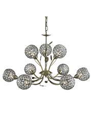 Searchlight Bellis Ii 9 Light Ceiling Pendant - Antique Brass - Glass Shades Searchlight Bellis Ii 9 Light Ceiling Pendant - Antique Brass - Glass Shades