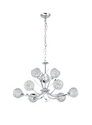 Searchlight Bellis Ii 9 Light Ceiling Pendant - Chrome - Glass Shades