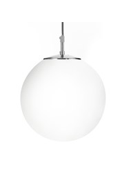 Searchlight Atom Ceiling Light - Silver Pendant - Opal Glass Sphere - Small Searchlight Atom Ceiling Light - Silver Pendant - Opal Glass Sphere - Small