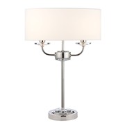 Endon Nixon Table Lamp - Nickel Plate - White Silk Shade