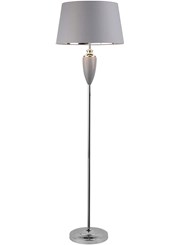 Hepburn Large Ceramic Floor Lamp with Matching Shade - Modern Grey & Silver Hepburn Large Ceramic Floor Lamp with Matching Shade - Modern Grey & Silver