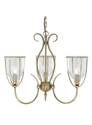 Searchlight Silhouette 3 Light Fitting - Antique Brass - Glass - Pull Cord Searchlight Silhouette 3 Light Fitting - Antique Brass - Glass - Pull Cord
