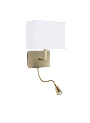 Searchlight Led Flexi Arm Wall Light  - Antique Brass - Black Shade Searchlight Led Flexi Arm Wall Light  - Antique Brass - Black Shade