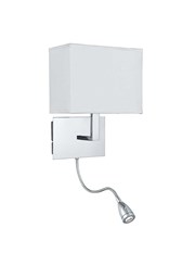 Searchlight Led Flexi Arm Wall Light  - Chrome - White Shade Searchlight Led Flexi Arm Wall Light  - Chrome - White Shade