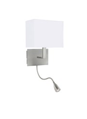 Searchlight Led Flexi Arm Wall Light - Satin Silver - White Rectangular Shade Searchlight Led Flexi Arm Wall Light - Satin Silver - White Rectangular Shade