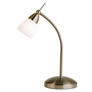 Endon Range Table Lamp / Desk Lamp - Antique Brass - White Glass