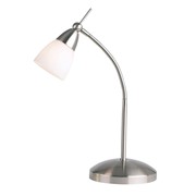 Endon Range Table Lamp / Desk Lamp - Satin Chrome - White Glass