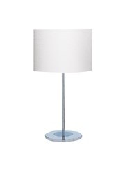 Searchlight Round Chrome Table Lamp - Ivory Fabric Drum Shade