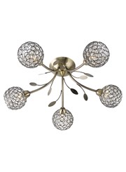 Searchlight Bellis Ii 5 Semi-Flush Ceiling 5 Light - Antique Brass Searchlight Bellis Ii 5 Semi-Flush Ceiling 5 Light - Antique Brass