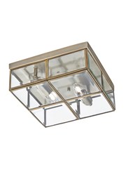Searchlight Flush 2 Light Glass Box Ceiling Light - Antique Brass - Glass Panels Searchlight Flush 2 Light Glass Box Ceiling Light - Antique Brass - Glass Panels