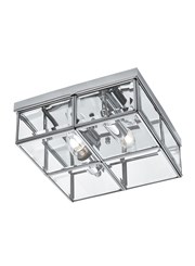 Searchlight Flush 2 Light Glass Box Ceiling Light - Chrome - Glass Panels Searchlight Flush 2 Light Glass Box Ceiling Light - Chrome - Glass Panels