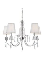 Searchlight Portico Ceiling 5 Light Pendant -Chrome & Glass - White String Shade