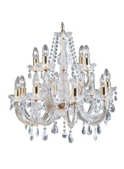 Searchlight Marie Therese  12 Light Chandelier - Crystal - Polished Brass Searchlight Marie Therese  12 Light Chandelier - Crystal - Polished Brass