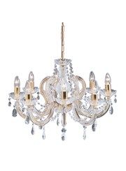 Searchlight Marie Therese  8 Light Chandelier - Crystal - Polished Brass Searchlight Marie Therese  8 Light Chandelier - Crystal - Polished Brass