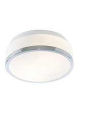 Searchlight Bathroom Ceiling Light - Opal White Glass Shade - Chrome Trim Searchlight Bathroom Ceiling Light - Opal White Glass Shade - Chrome Trim