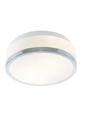 Searchlight Bathroom Ceiling Light - Opal White Glass Shade - Chrome Trim