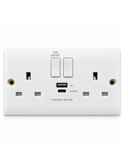 Convex Slim White 2G Switched Socket with USB-A & USB-C Convex Slim White 2G Switched Socket with USB-A & USB-C