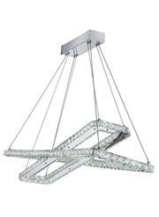 Searchlight Clover Led Dual Rectangle Frame Ceiling Light - Chrome - Adjustable