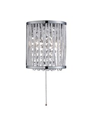 Searchlight Elise Double Wall Light - Chrome - Crystal - Pull Cord Searchlight Elise Double Wall Light - Chrome - Crystal - Pull Cord