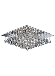 Searchlight Hanna Square 6 Light Ceiling Fitting - Chrome - Crystal Drops