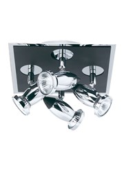 Searchlight Comet Ceiling 4 Spotlight Square - Chrome & Black Searchlight Comet Ceiling 4 Spotlight Square - Chrome & Black