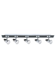 Searchlight Comet Ceiling 5 Spotlight Bar - Chrome & Black Searchlight Comet Ceiling 5 Spotlight Bar - Chrome & Black